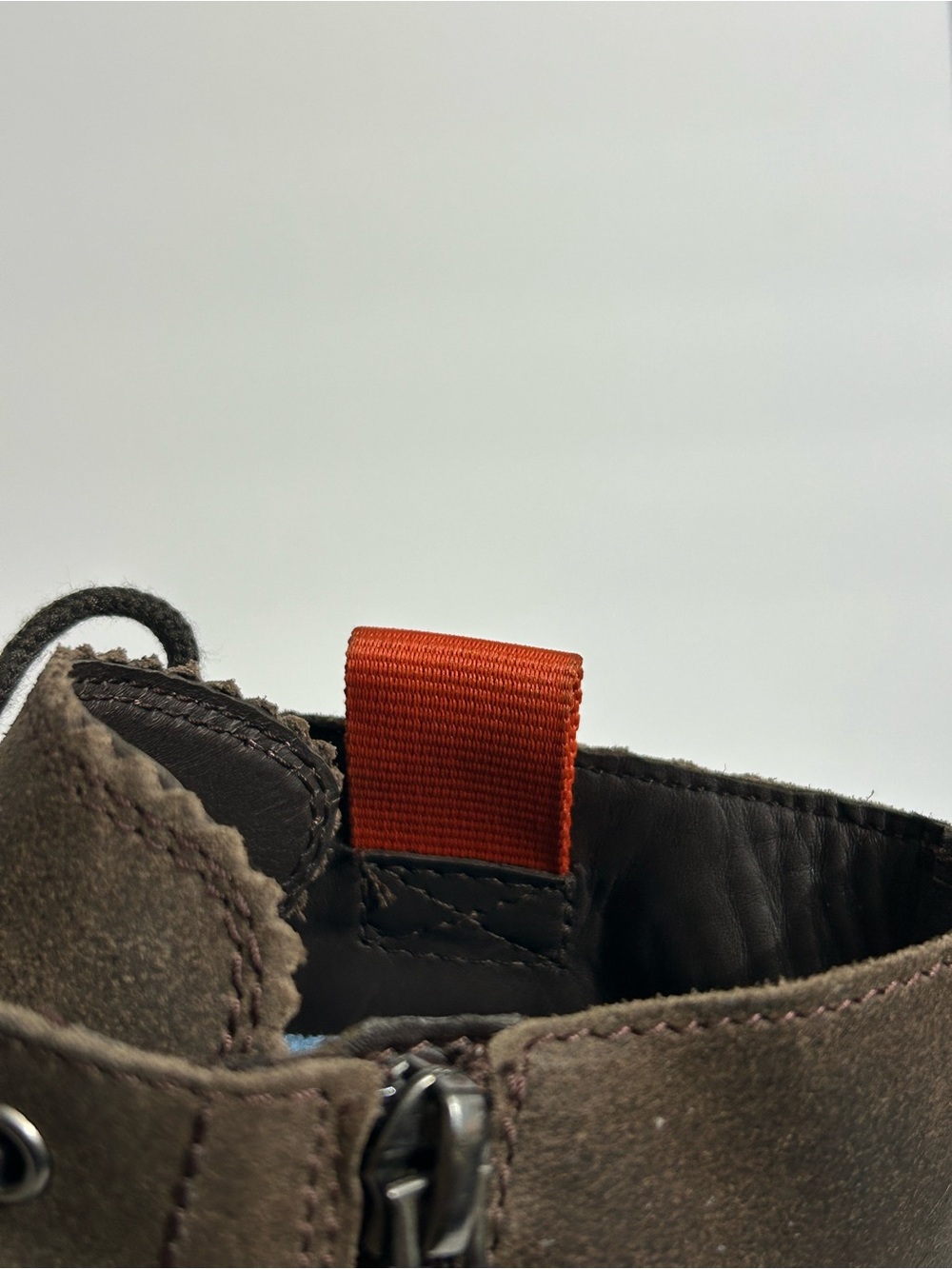 Men's Brown Lace-Up Leather Boots with Orange with Side Zipper by Clark’s - Picture 7 of 10